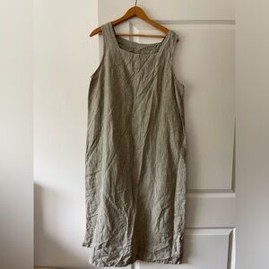 Via Vai Pollero Women Linen Chore Long Maxi Square Dress L Lagen USA